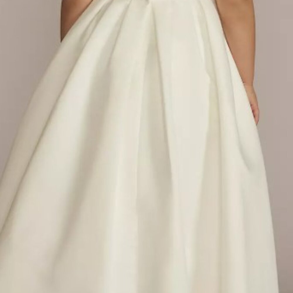 Satin Off-the-Shoulder Flower Girl Dress - Picture 2 of 4